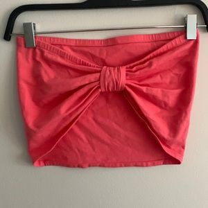 Coral pink tube top bandeau top bow tie back